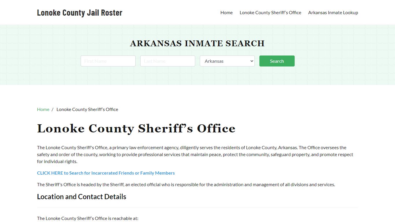 Lonoke County Sheriff Office, AR, Arrest Warrants Search